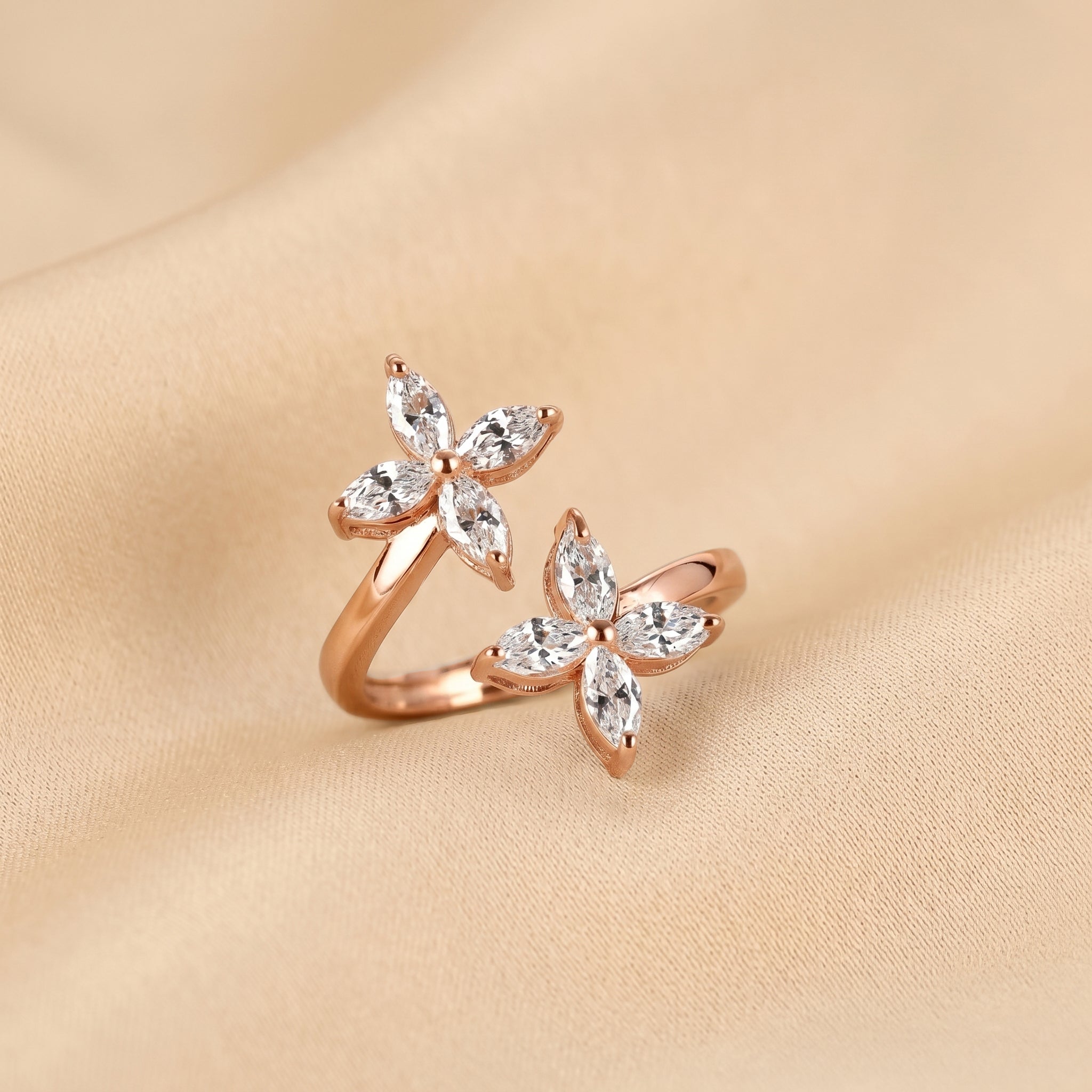 Nature-Inspired Marquise Lab Grown Diamond Bypass Ring in 18K Rose Gold 1.12 CTW