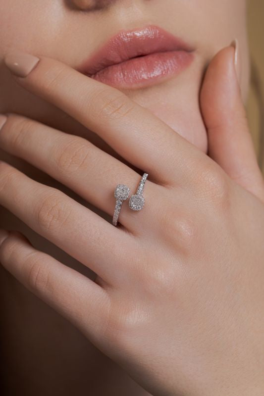 Nature-Inspired Pear Lab Grown Diamond Bypass Ring in 14K White Gold 0.96 CTW