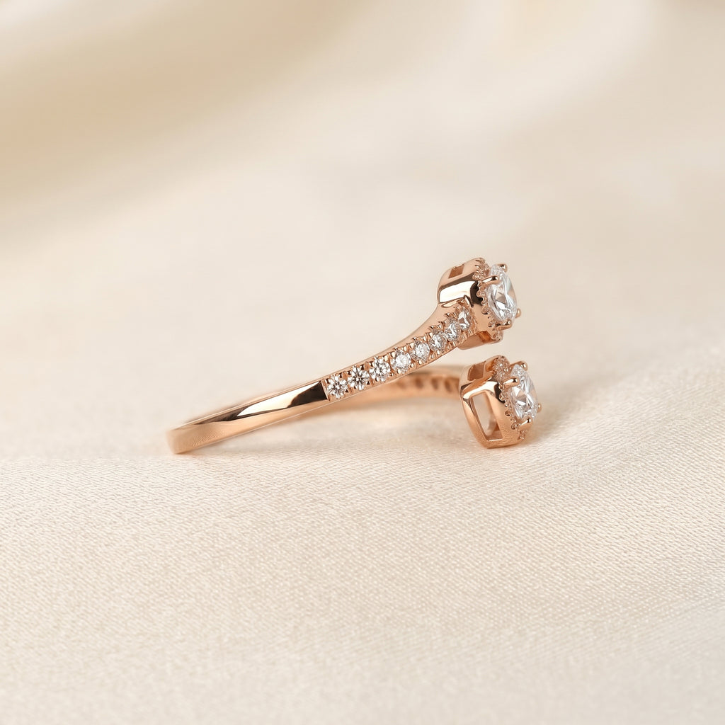 Nature-Inspired Pear Lab Grown Diamond Bypass Ring in 10K Rose Gold 0.96 CTW