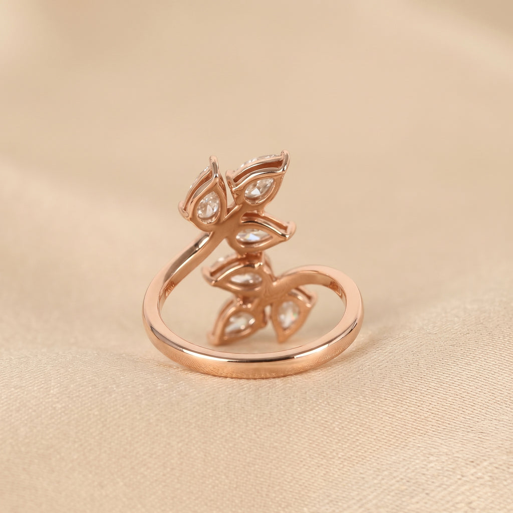 Nature-Inspired Pear Lab Grown Diamond Bypass Ring in 10K Rose Gold 2 CTW