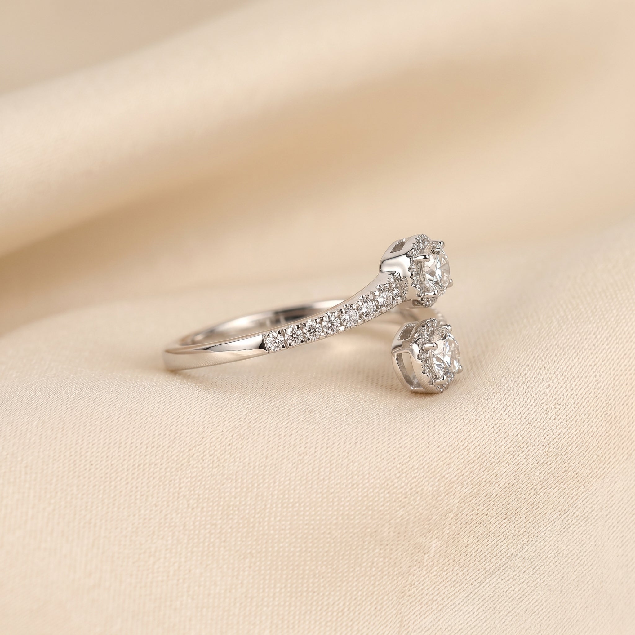 Nature-Inspired Pear Lab Grown Diamond Bypass Ring in 10K White Gold 0.96 CTW
