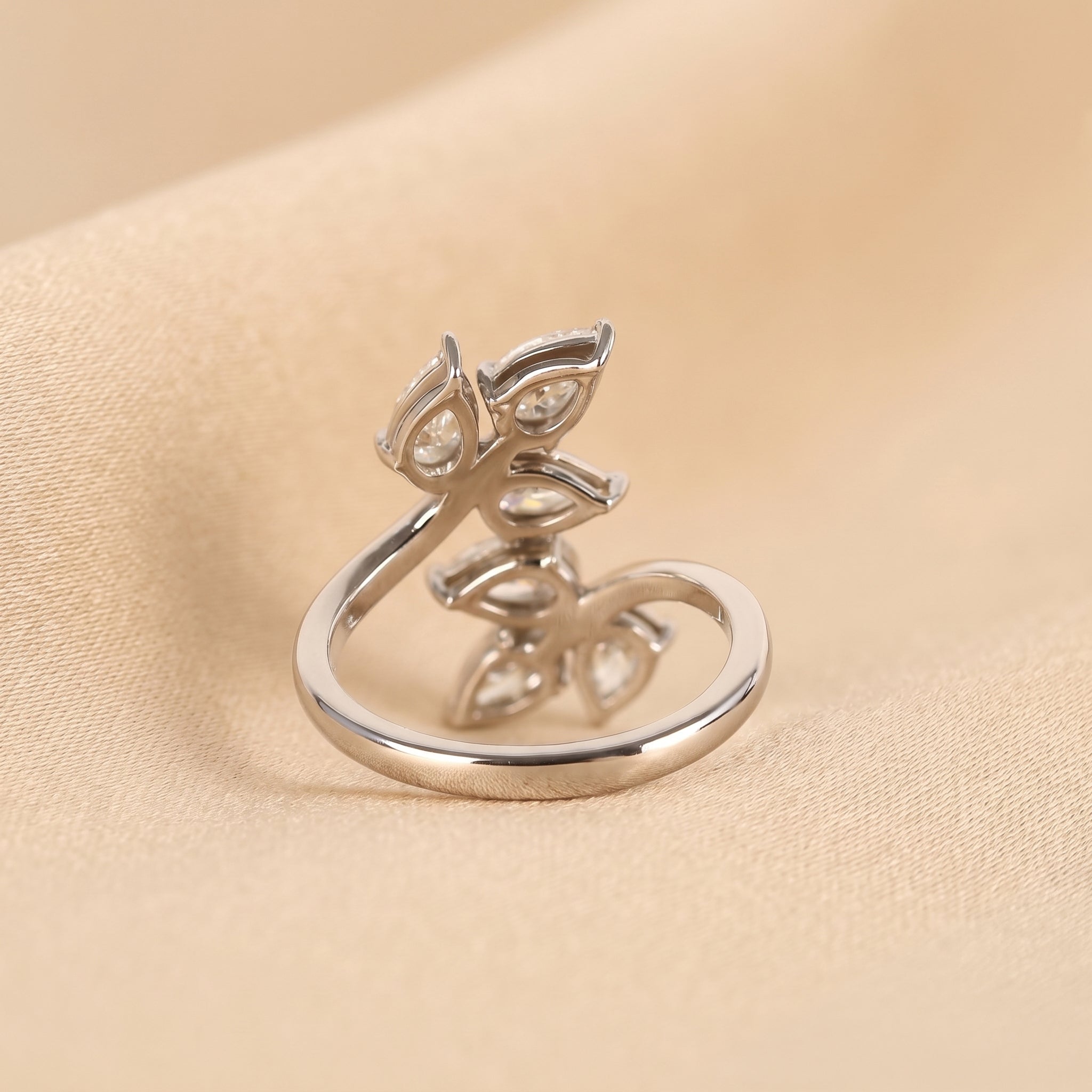 Nature-Inspired Pear Lab Grown Diamond Bypass Ring in 10K White Gold 2 CTW