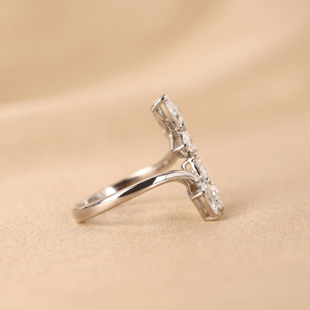 Nature-Inspired Pear Lab Grown Diamond Bypass Ring in 10K White Gold 2 CTW