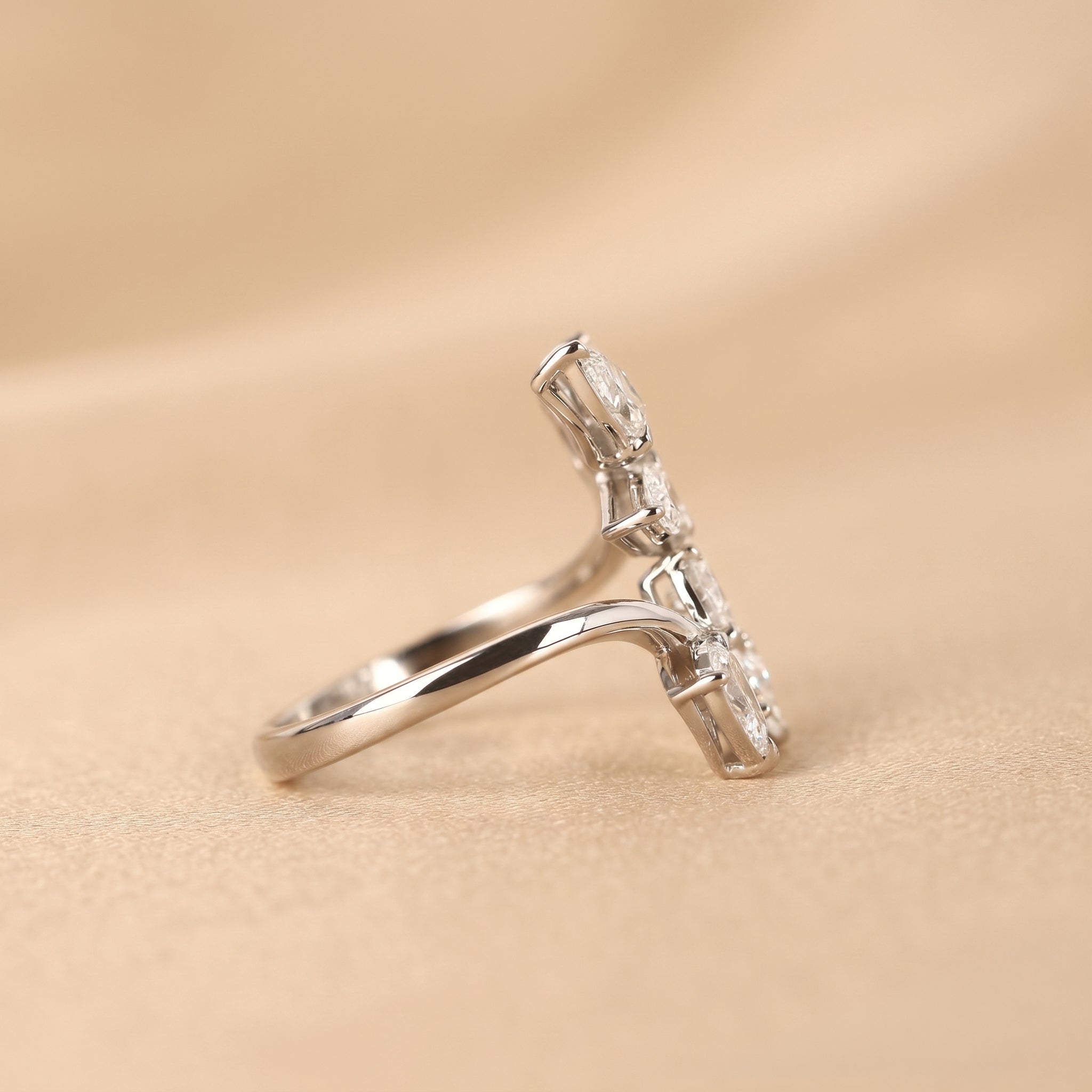 Nature-Inspired Pear Lab Grown Diamond Bypass Ring in 10K White Gold 2 CTW