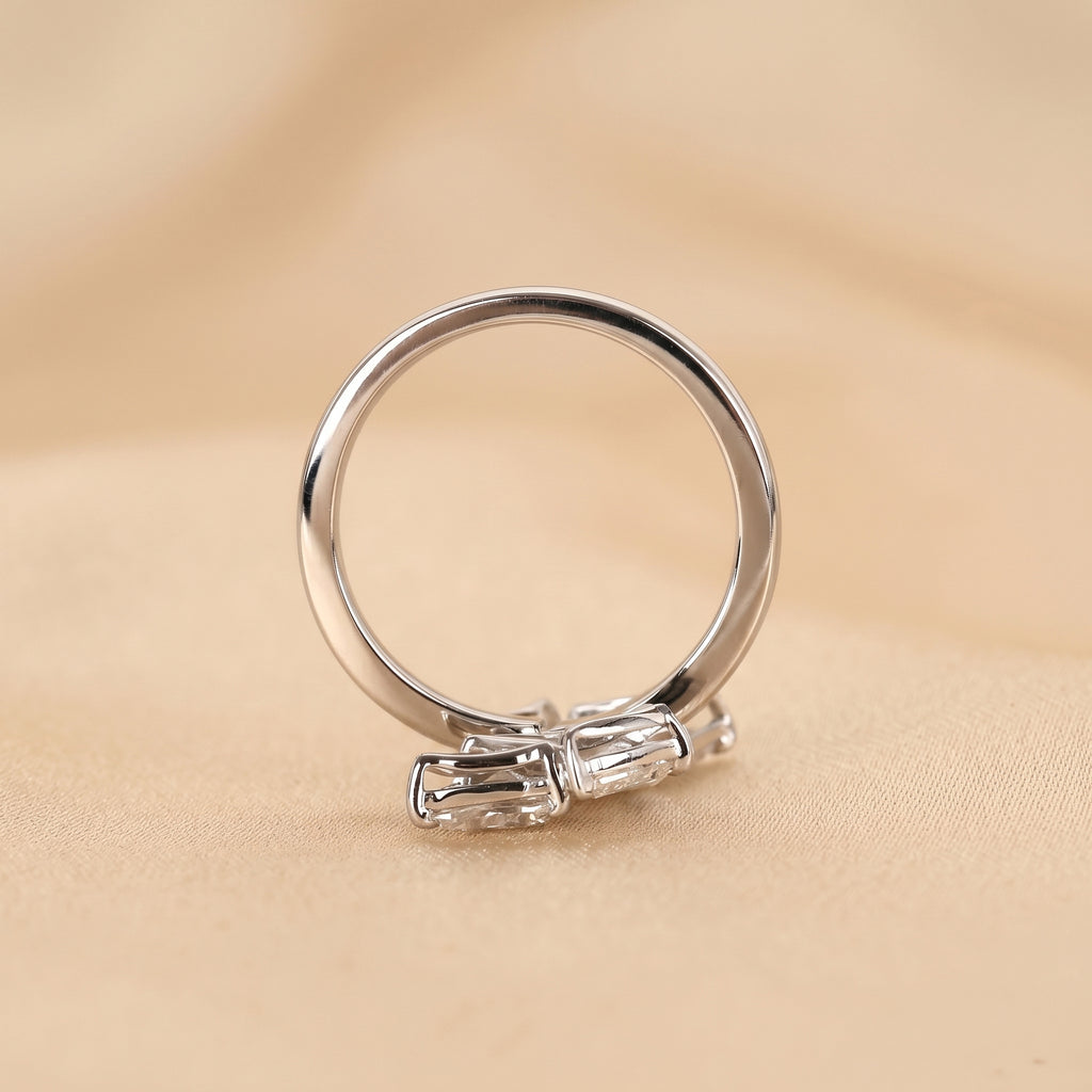 Nature-Inspired Pear Lab Grown Diamond Bypass Ring in 10K White Gold 2 CTW