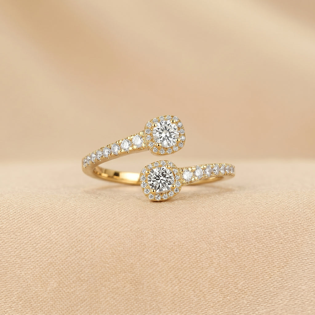 Nature-Inspired Pear Lab Grown Diamond Bypass Ring in 10K Yellow Gold 0.96 CTW