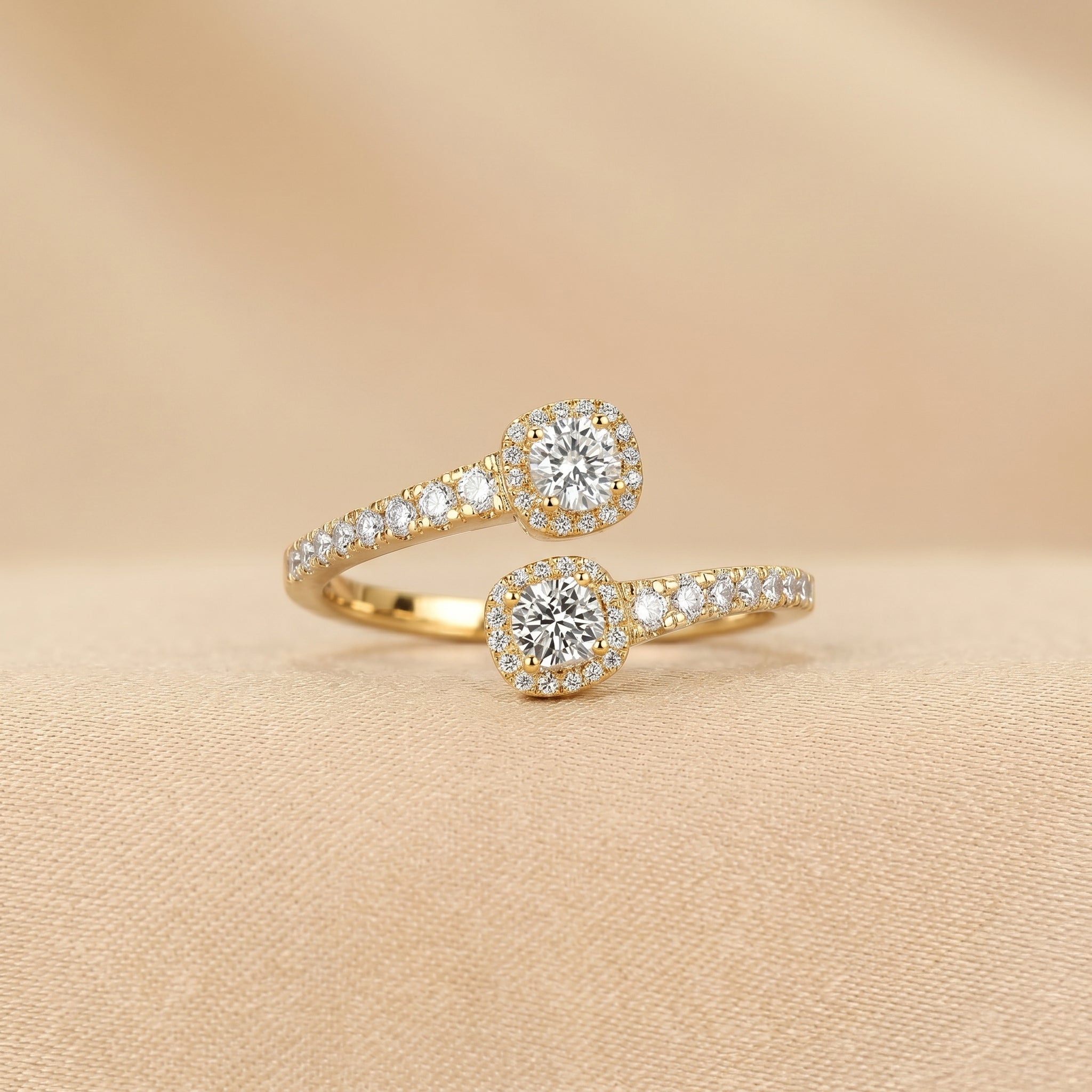 Nature-Inspired Pear Lab Grown Diamond Bypass Ring in 10K Yellow Gold 0.96 CTW