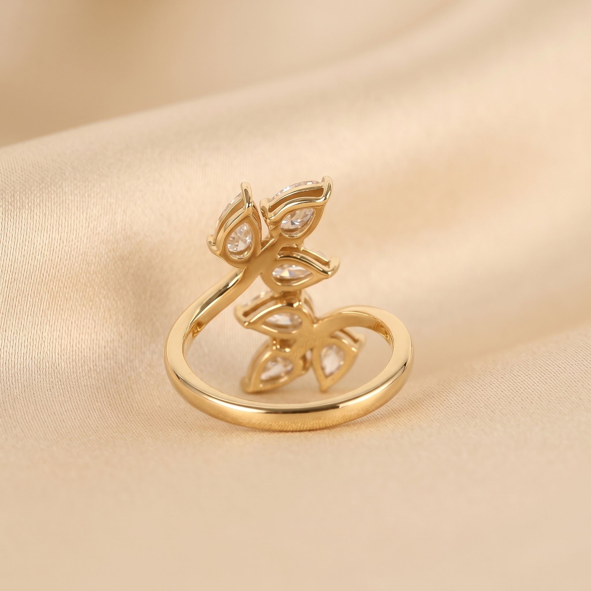Nature-Inspired Pear Lab Grown Diamond Bypass Ring in 10K Yellow Gold 2 CTW