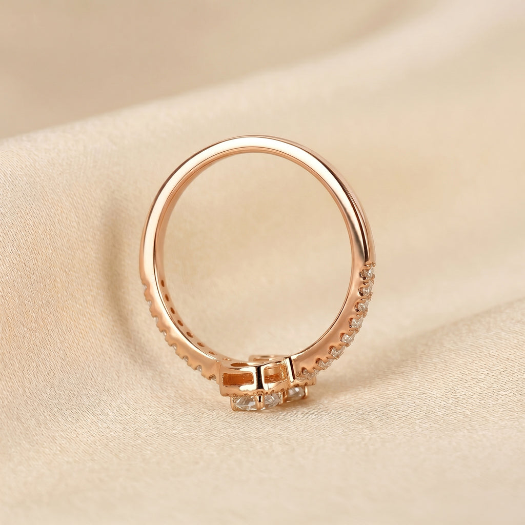 Nature-Inspired Pear Lab Grown Diamond Bypass Ring in 14K Rose Gold 0.96 CTW
