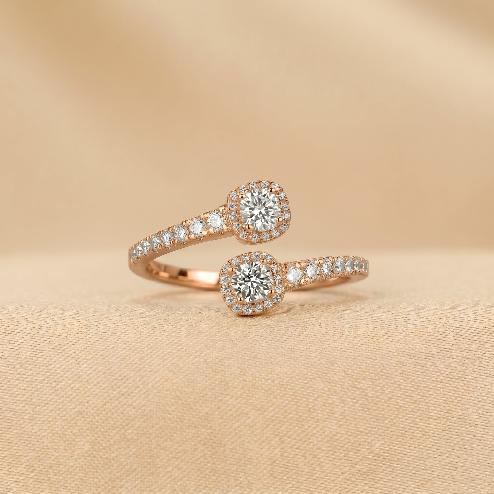 Nature-Inspired Pear Lab Grown Diamond Bypass Ring in 14K Rose Gold 0.96 CTW