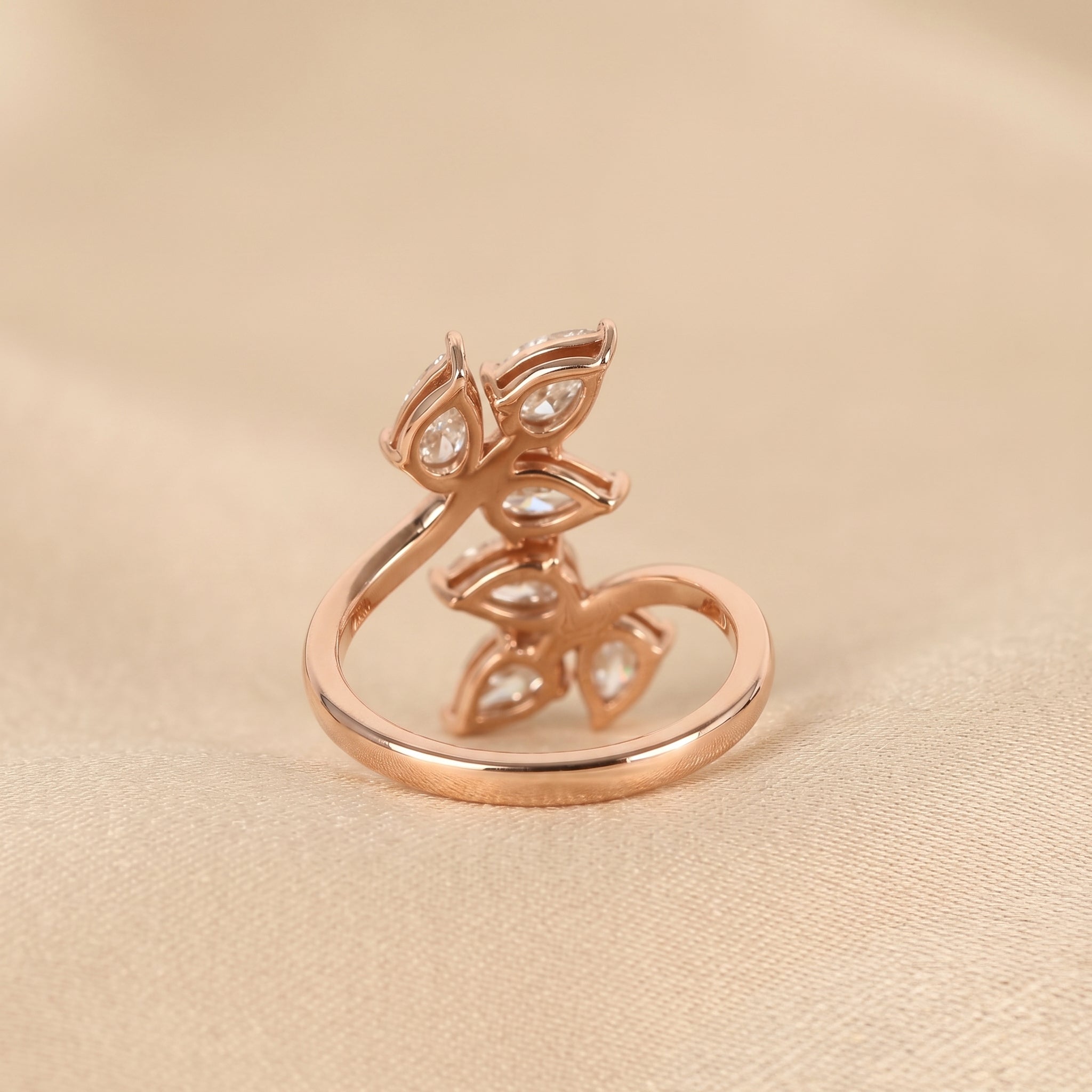 Nature-Inspired Pear Lab Grown Diamond Bypass Ring in 14K Rose Gold 2 CTW