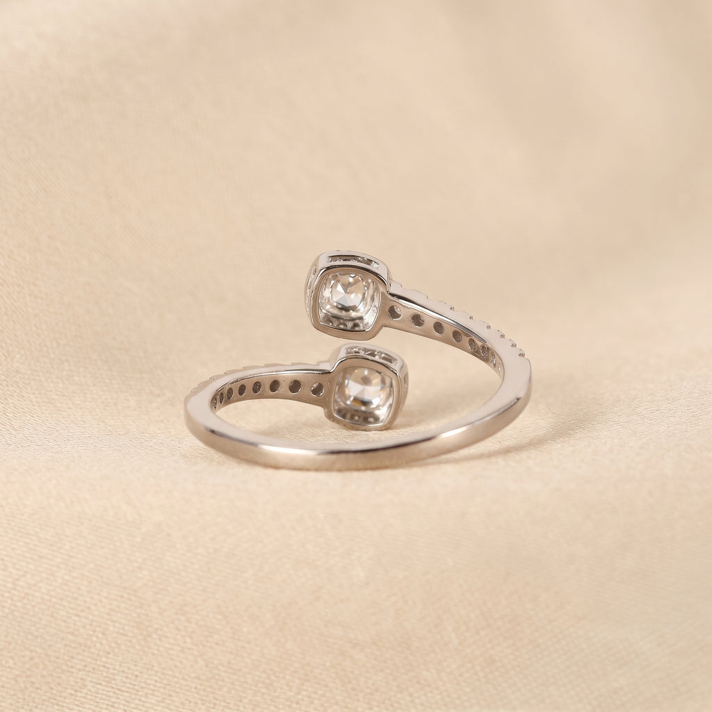 Nature-Inspired Pear Lab Grown Diamond Bypass Ring in 14K White Gold 0.96 CTW