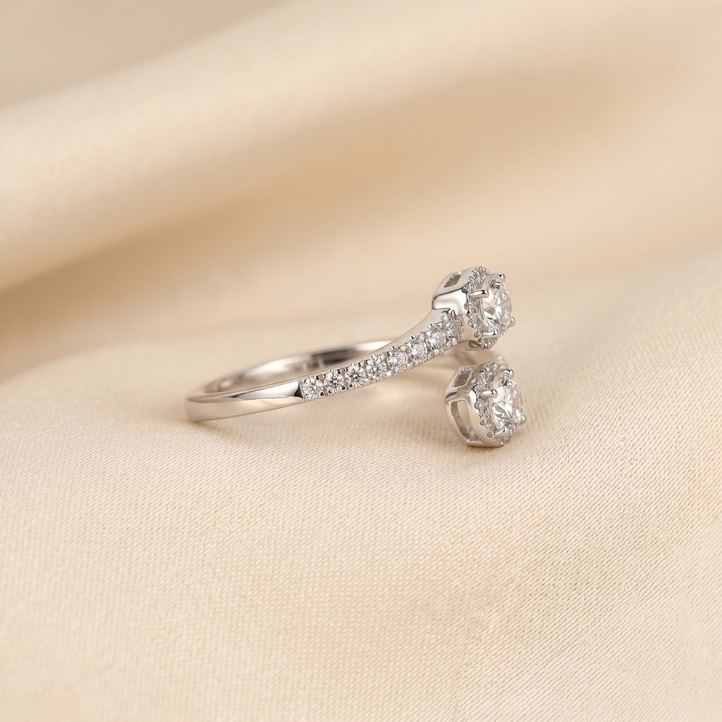 Nature-Inspired Pear Lab Grown Diamond Bypass Ring in 14K White Gold 0.96 CTW