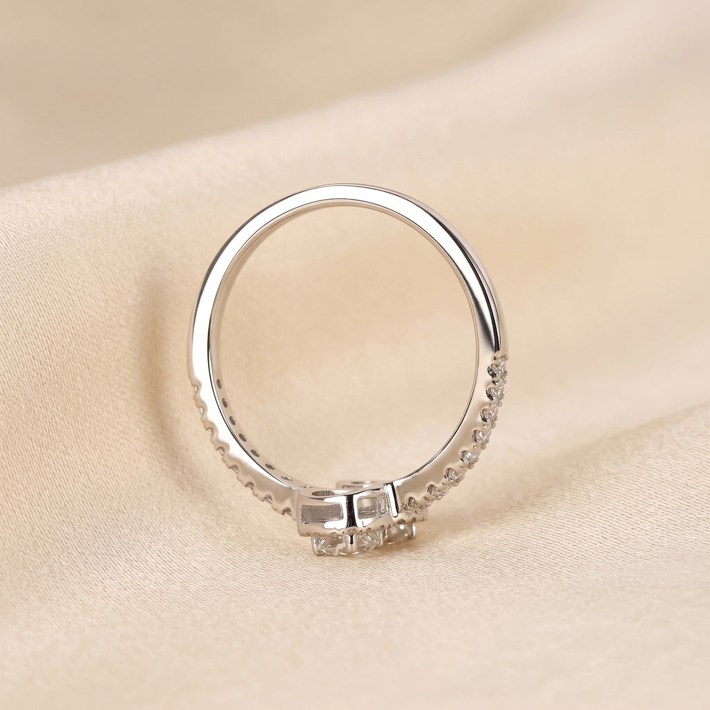 Nature-Inspired Pear Lab Grown Diamond Bypass Ring in 14K White Gold 0.96 CTW