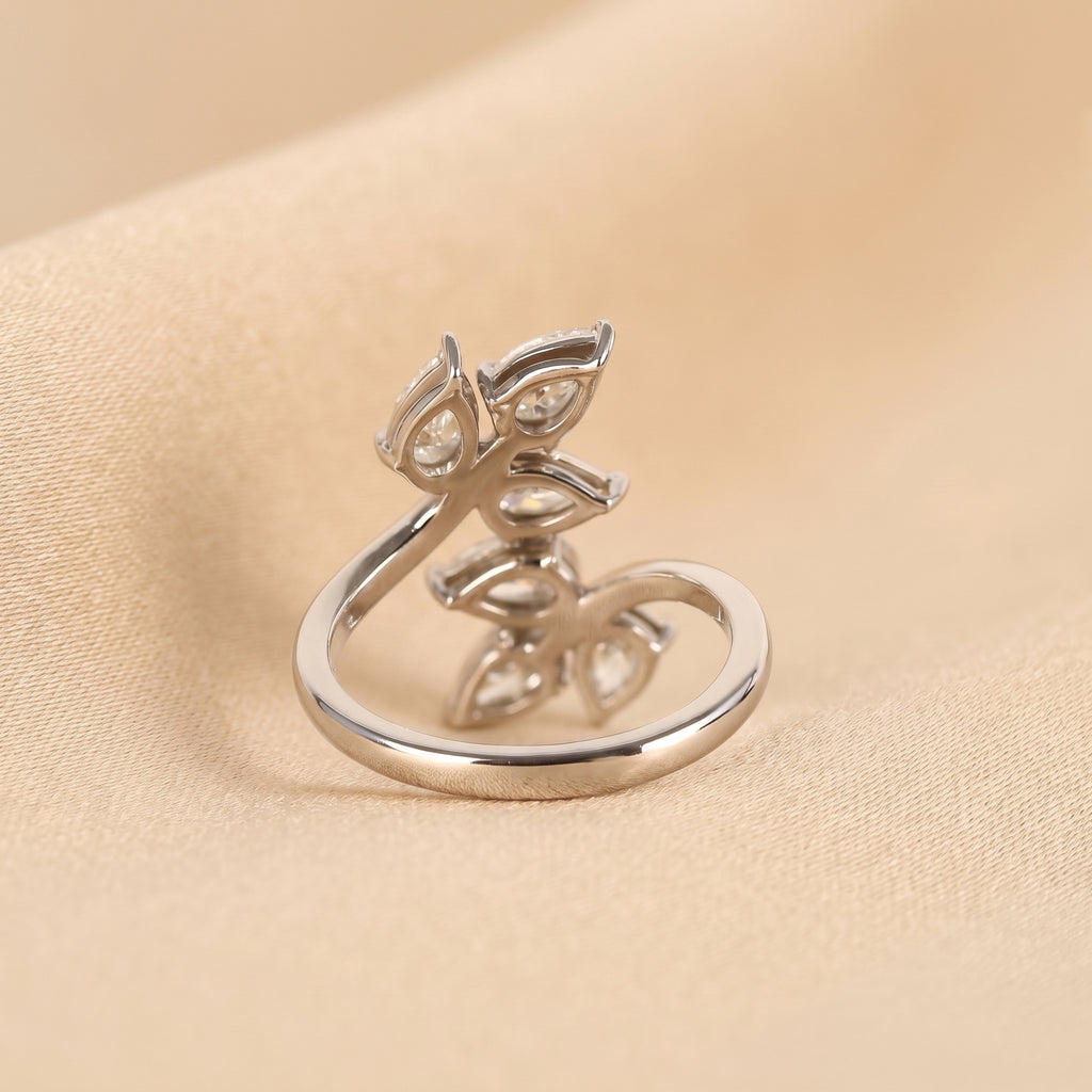 Nature-Inspired Pear Lab Grown Diamond Bypass Ring in 14K White Gold 2 CTW