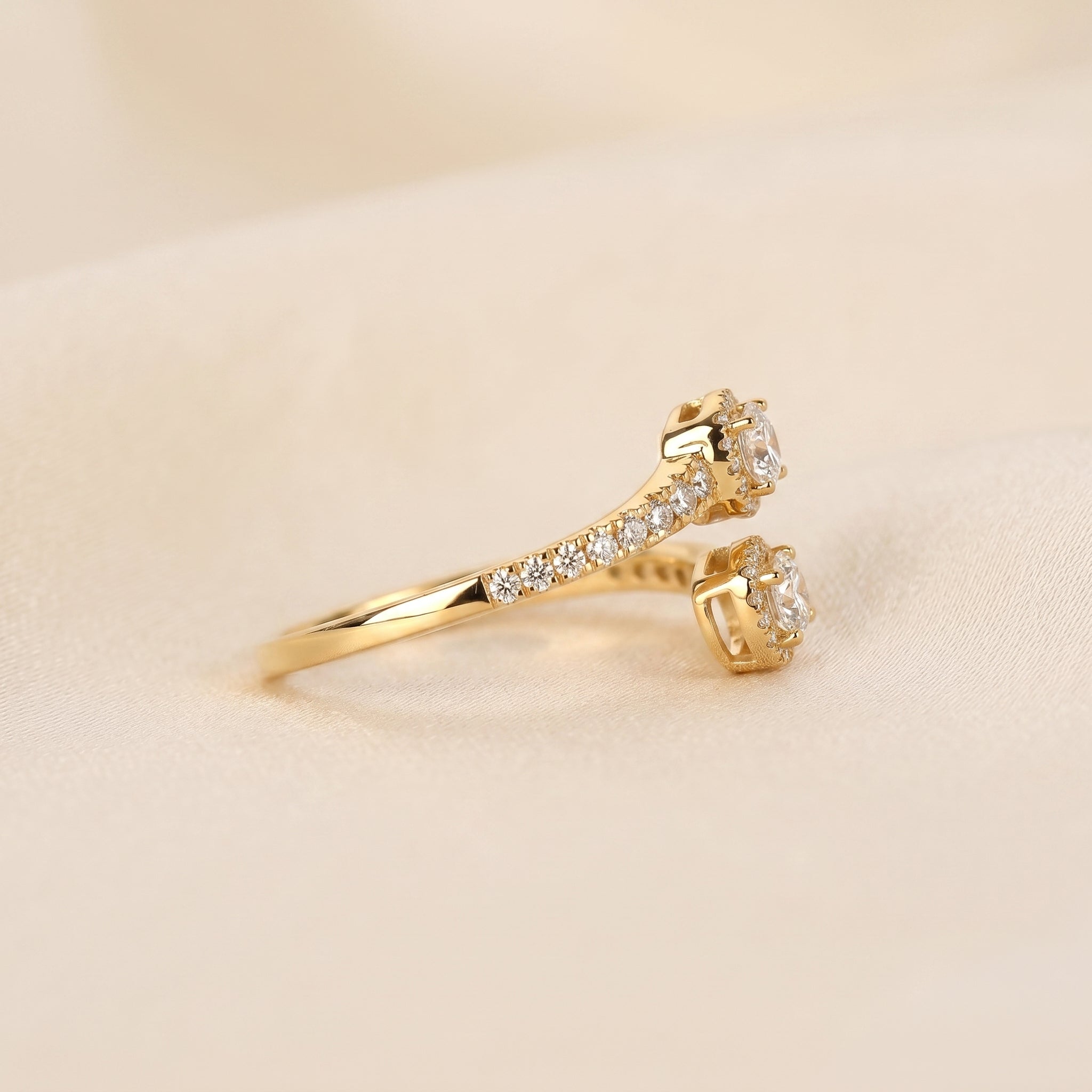Nature-Inspired Pear Lab Grown Diamond Bypass Ring in 14K Yellow Gold 0.96 CTW