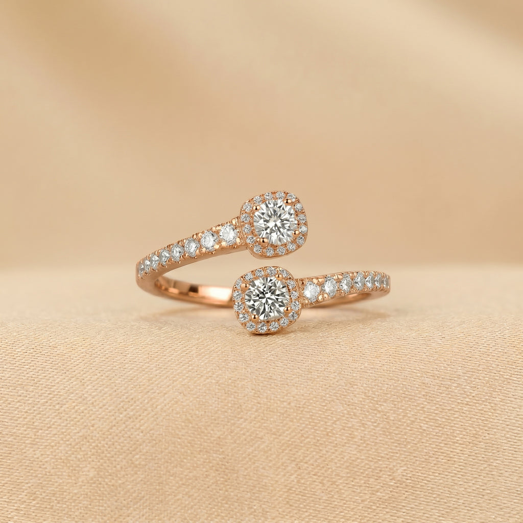 Nature-Inspired Pear Lab Grown Diamond Bypass Ring in 18K Rose Gold 0.96 CTW