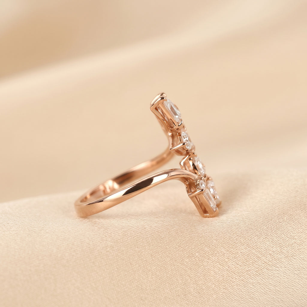 Nature-Inspired Pear Lab Grown Diamond Bypass Ring in 18K Rose Gold 2 CTW