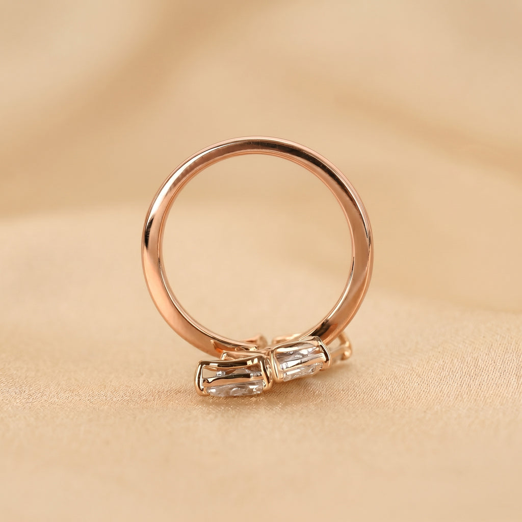 Nature-Inspired Pear Lab Grown Diamond Bypass Ring in 18K Rose Gold 2 CTW