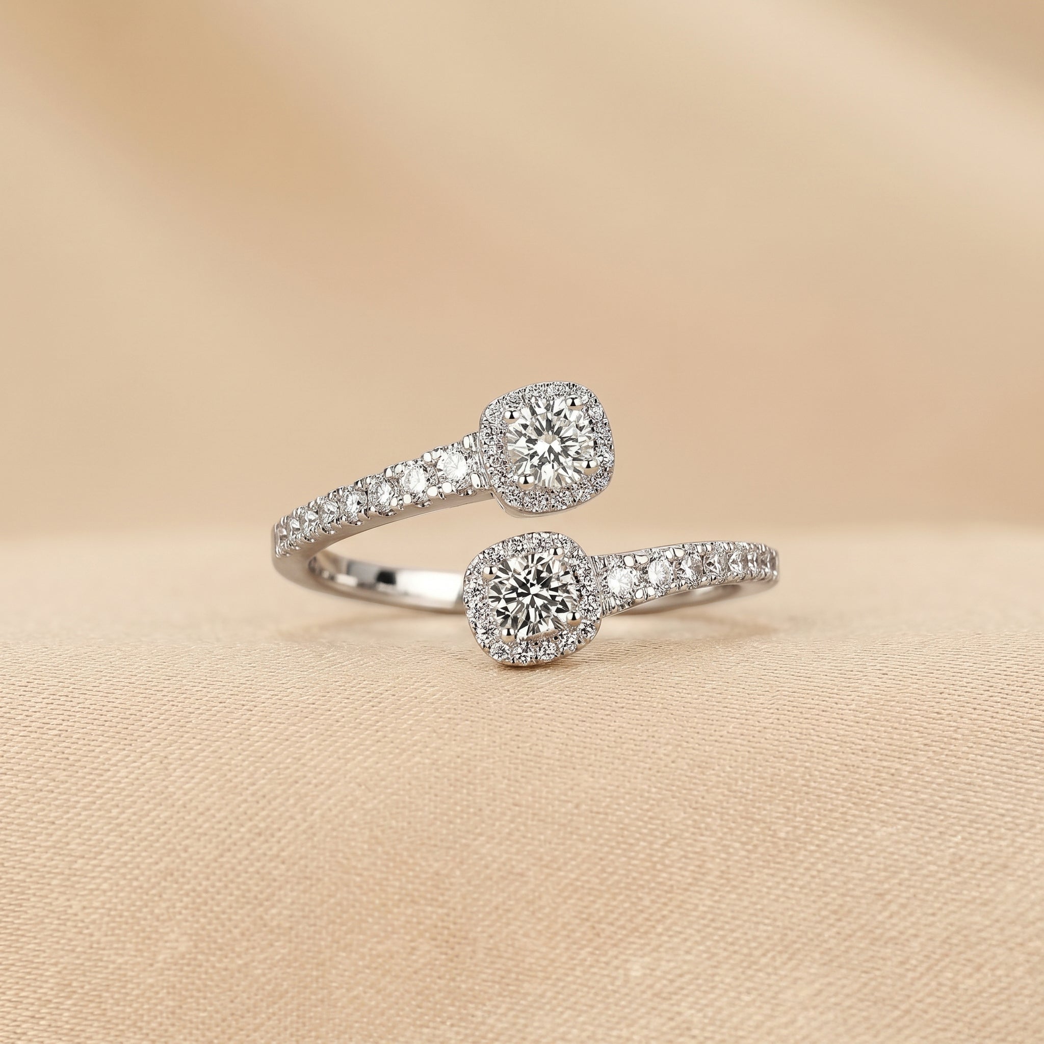 Nature-Inspired Pear Lab Grown Diamond Bypass Ring in 18K White Gold 0.96 CTW