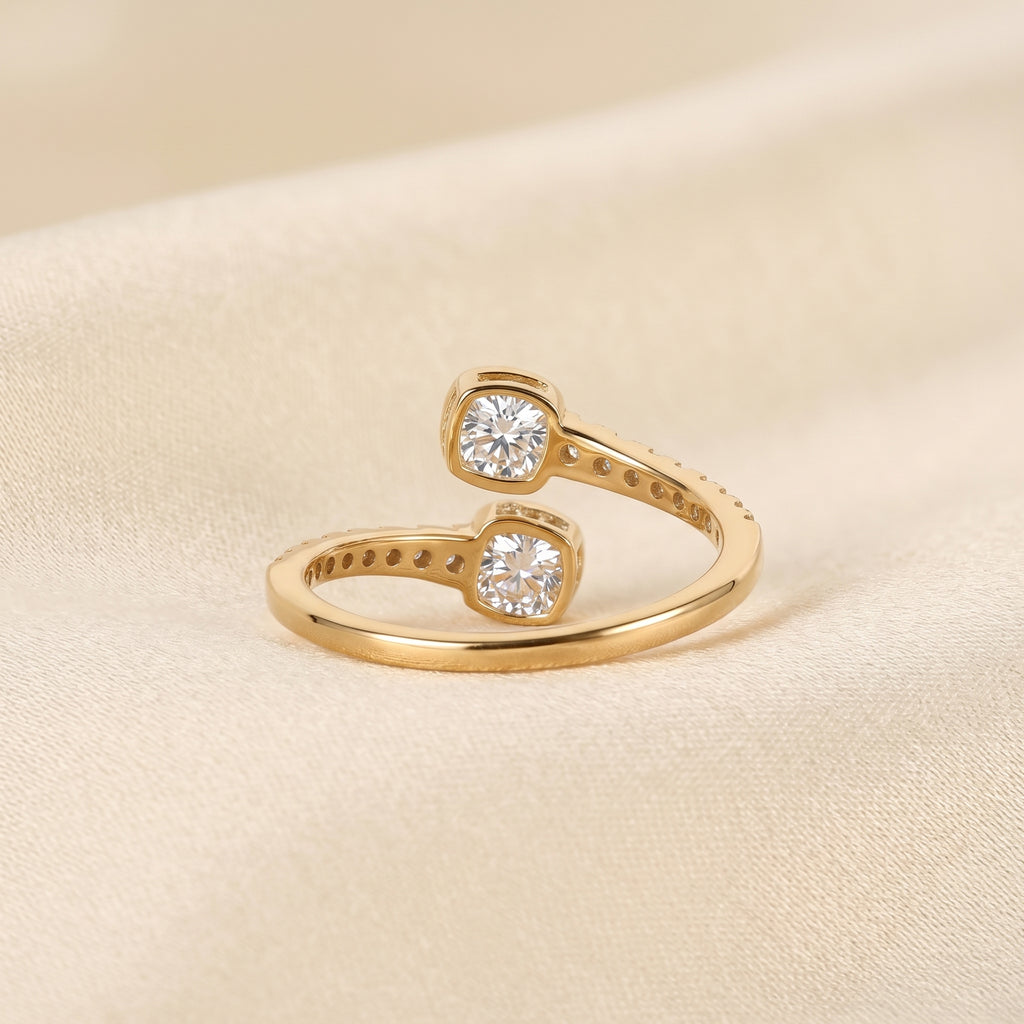 Nature-Inspired Pear Lab Grown Diamond Bypass Ring in 18K Yellow Gold 0.96 CTW