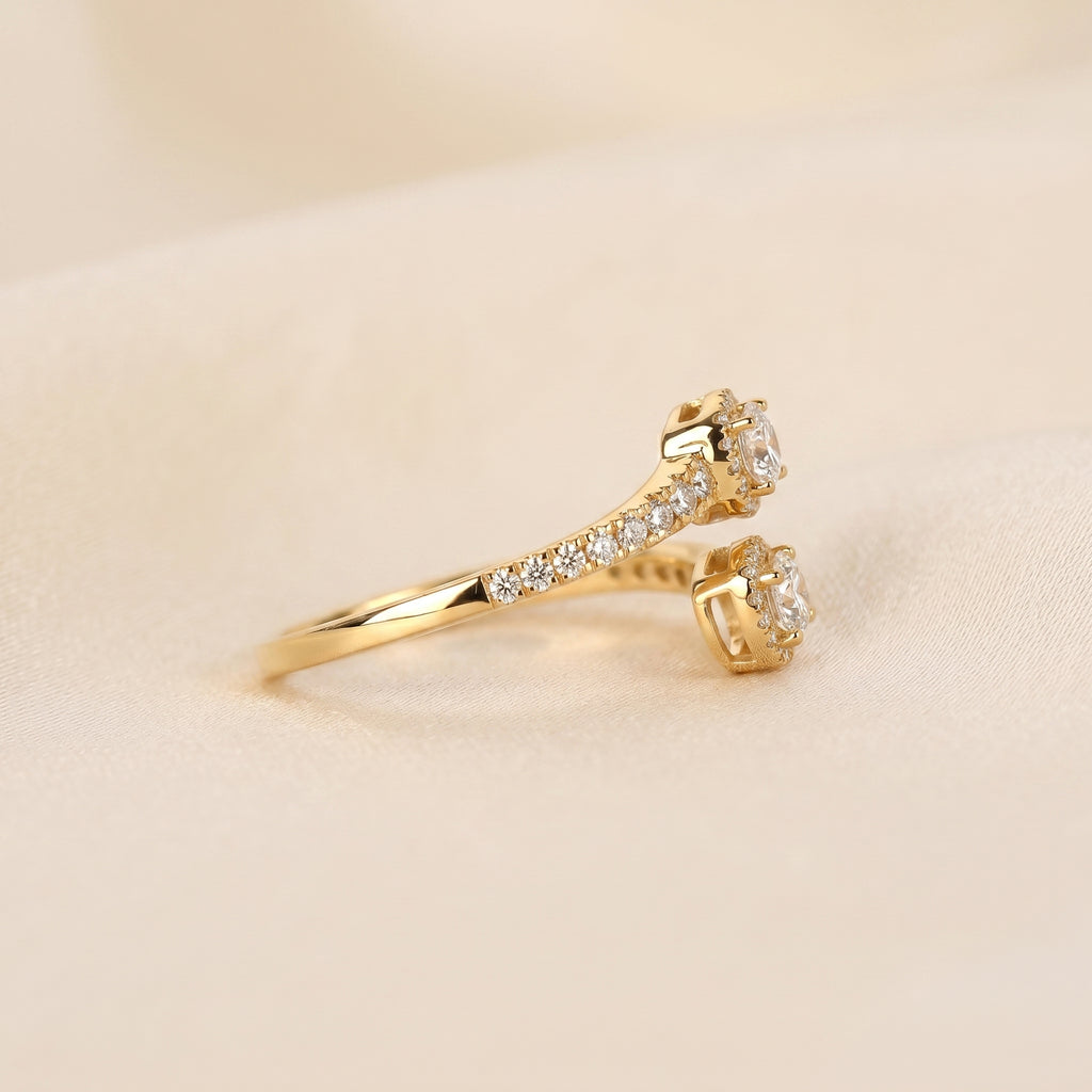 Nature-Inspired Pear Lab Grown Diamond Bypass Ring in 18K Yellow Gold 0.96 CTW