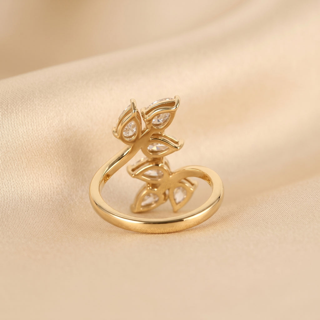 Nature-Inspired Pear Lab Grown Diamond Bypass Ring in 18K Yellow Gold 2 CTW