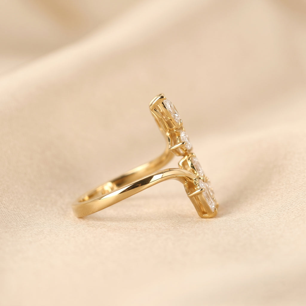 Nature-Inspired Pear Lab Grown Diamond Bypass Ring in 18K Yellow Gold 2 CTW