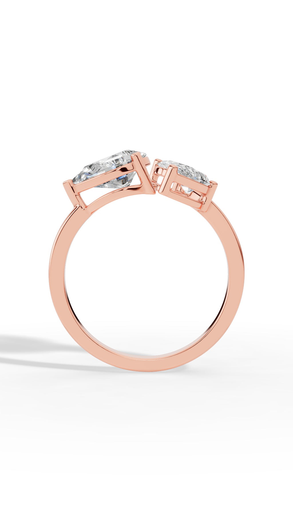 Open Floral Ring In Pear Cut 18K Rose Gold 1.8 CTW