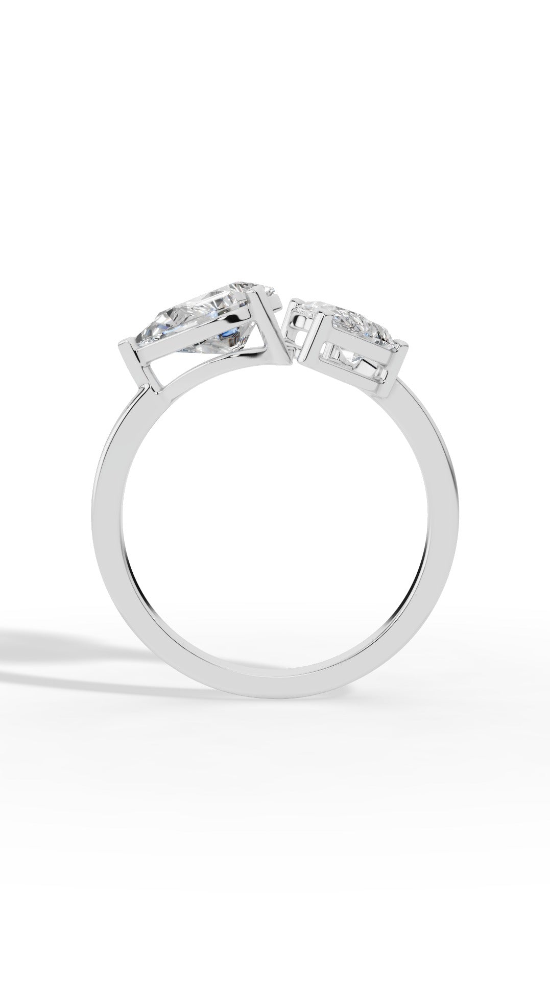 Open Floral Ring In Pear Cut 18K White Gold 1.8 CTW