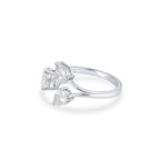 Open Floral Ring In Pear Cut Lab Grown Diamond 18k white gold
