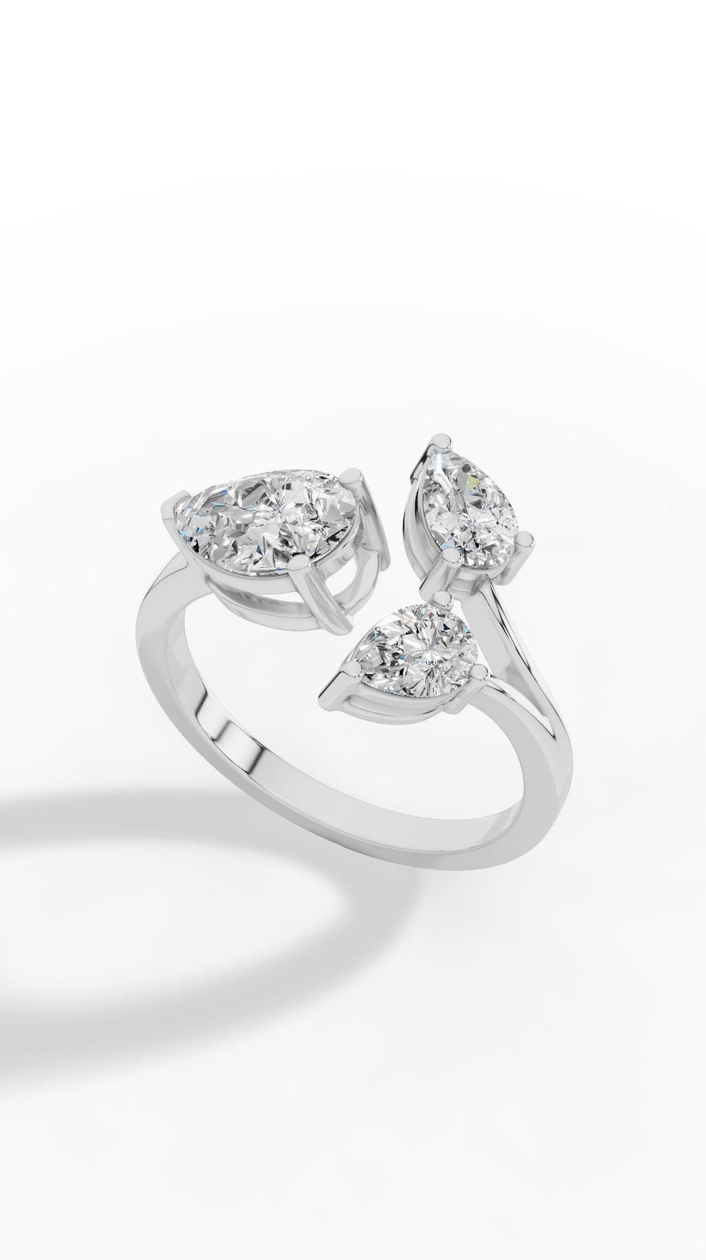Open Floral Ring In Pear Cut Lab Grown Diamond