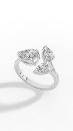 Open Floral Ring In Pear Cut Lab Grown Diamond