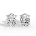 Oval Cut Four Prong Solitaire Lab Grown Diamond Stud Earrings
