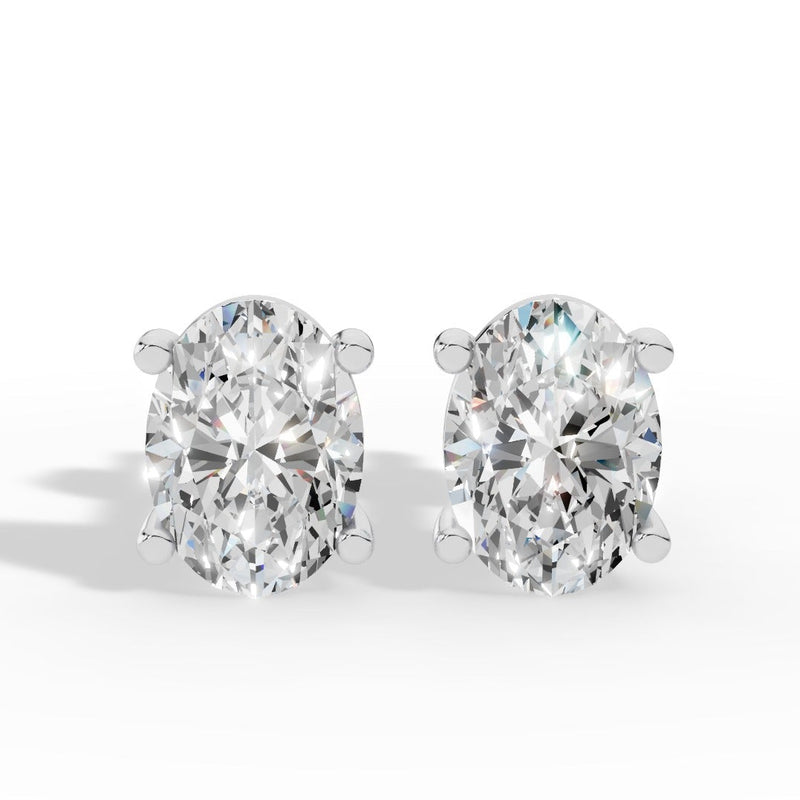 Oval Cut Four Prong Solitaire Lab Grown Diamond Stud Earrings