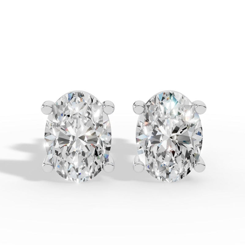 Oval Cut Four Prong Solitaire Lab Grown Diamond Stud Earrings