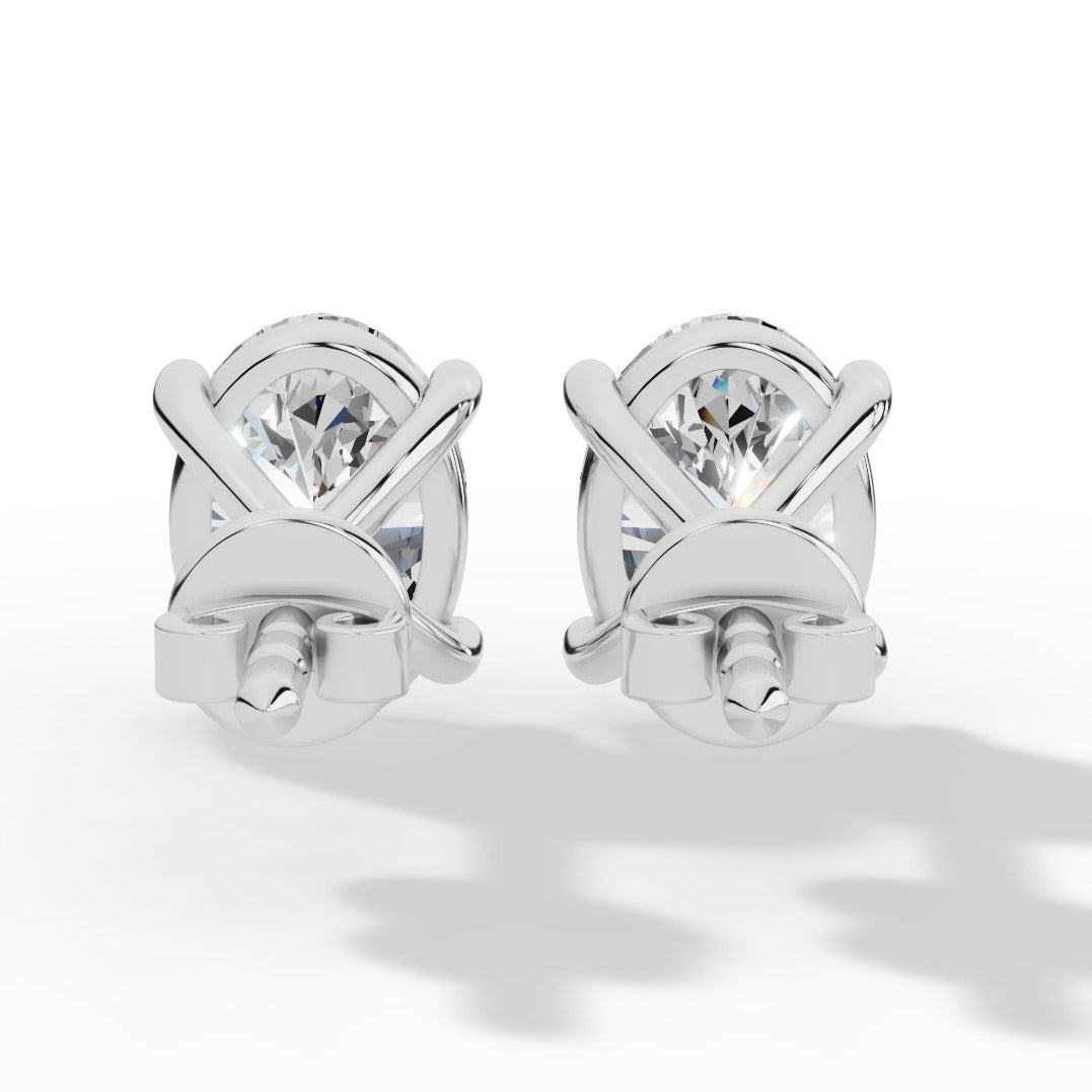 Oval Cut Four Prong Solitaire Lab Grown Diamond Stud Earrings