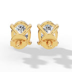 Oval Cut Four Prong Solitaire Lab Grown Diamond Stud Earrings back view