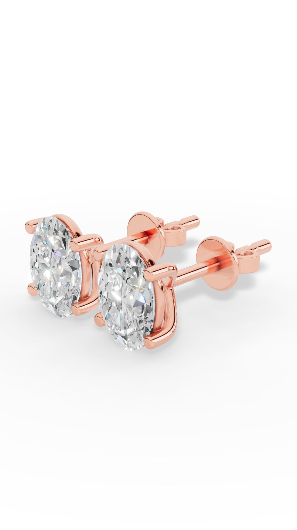 Oval Cut Four Prong Solitaire Stud Earrings 10K Rose Gold 3.0 CTW