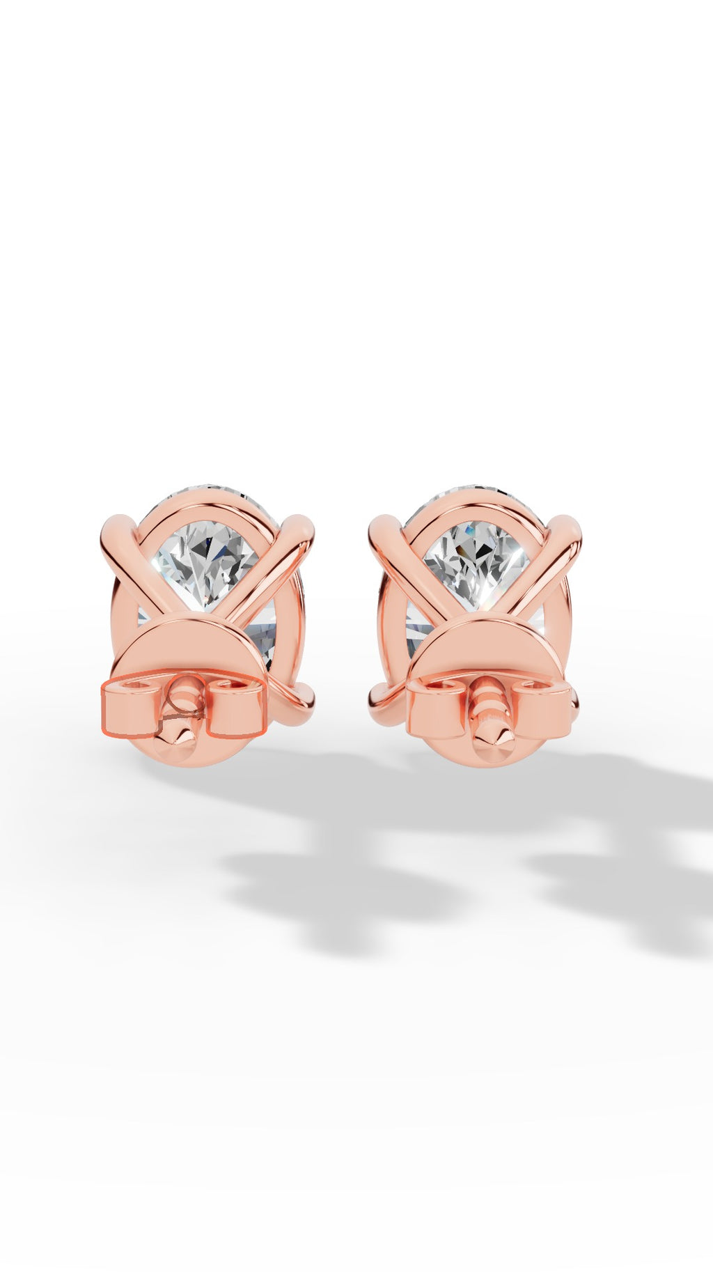 Oval Cut Four Prong Solitaire Stud Earrings 14K Rose Gold 3.0 CTW