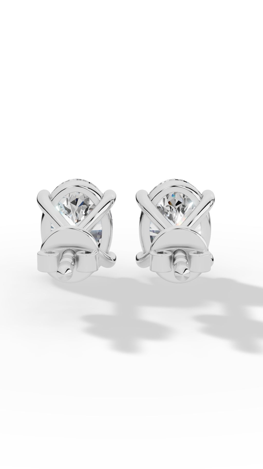 Oval Cut Four Prong Solitaire Stud Earrings 14K White Gold 3.0 CTW