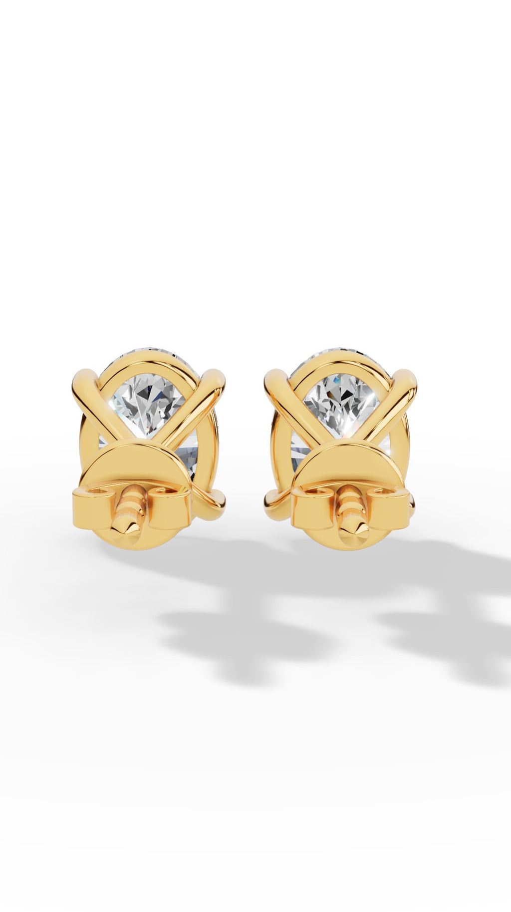 Oval Cut Four Prong Solitaire Stud Earrings 18K Yellow Gold 3.0 CTW
