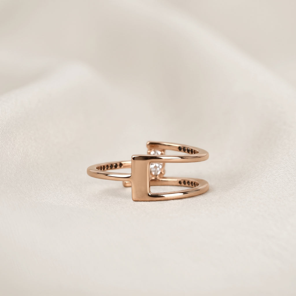 Oval Cut Open Bypass Lab Grown Diamond Ring in 10K Rose Gold 0.32 CTW
