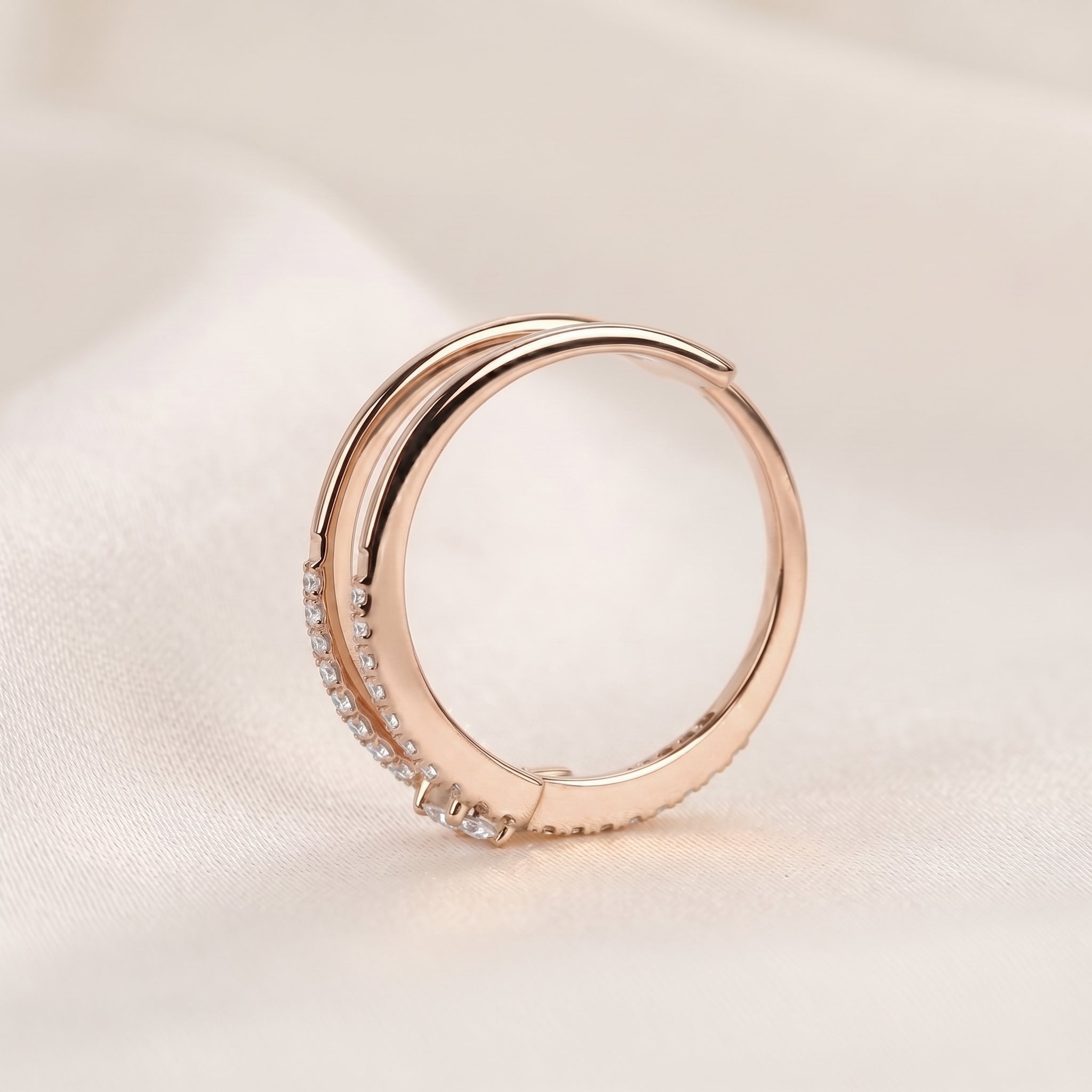 Oval Cut Open Bypass Lab Grown Diamond Ring in 10K Rose Gold 0.32 CTW