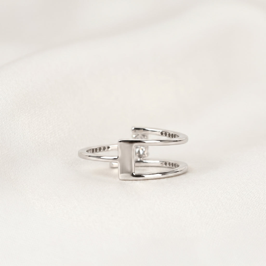 Oval Cut Open Bypass Lab Grown Diamond Ring in 10K White Gold 0.32 CTW