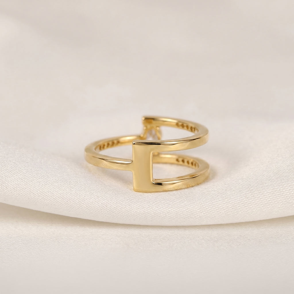 Oval Cut Open Bypass Lab Grown Diamond Ring in 10K Yellow Gold 0.32 CTW