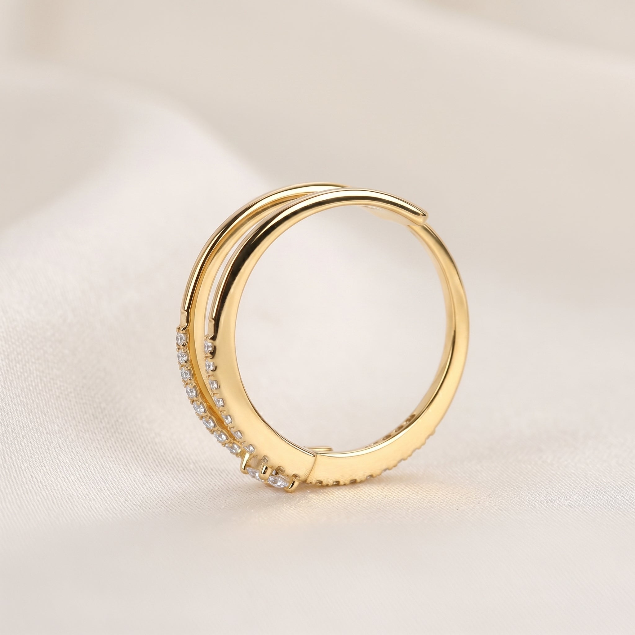 Oval Cut Open Bypass Lab Grown Diamond Ring in 10K Yellow Gold 0.32 CTW