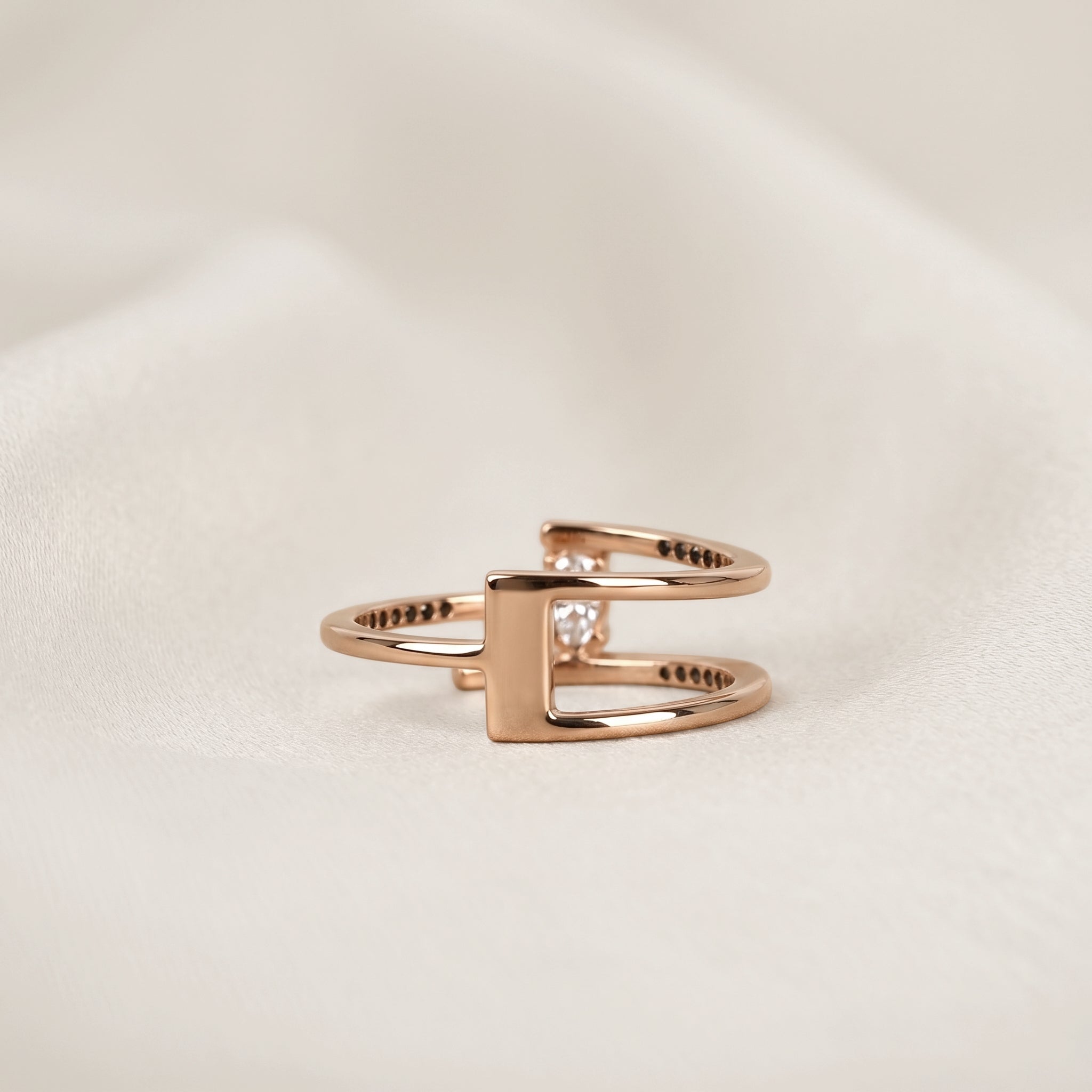 Oval Cut Open Bypass Lab Grown Diamond Ring in 14K Rose Gold 0.32 CTW