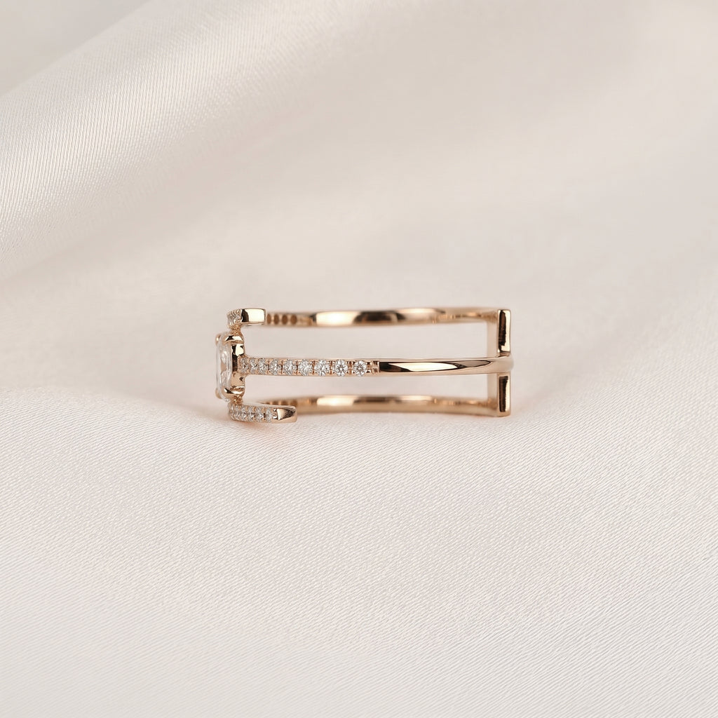 Oval Cut Open Bypass Lab Grown Diamond Ring in 14K Rose Gold 0.32 CTW