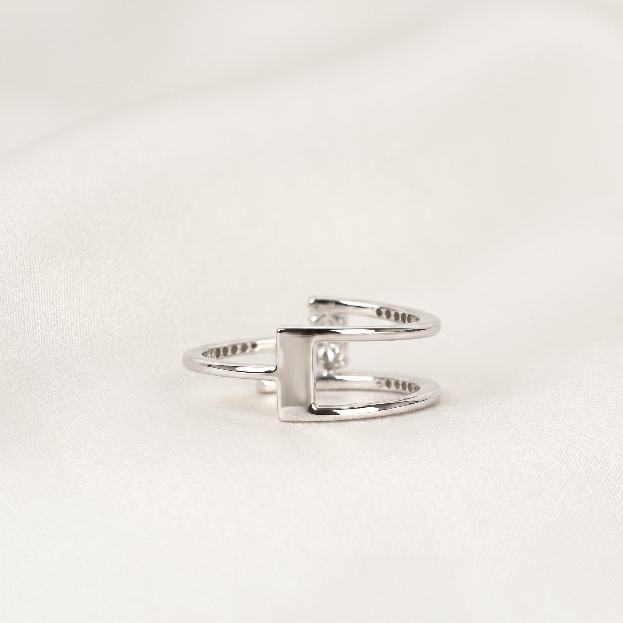 Oval Cut Open Bypass Lab Grown Diamond Ring in 14K White Gold 0.32 CTW